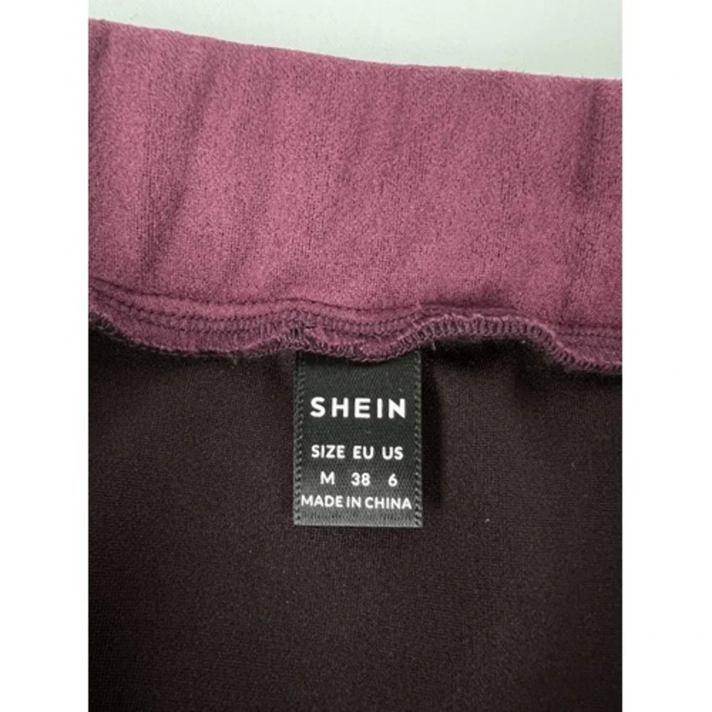 Shein‎ Maroon Red Faux Suede Foldover Mini Skirt Elastic Waist Size 6